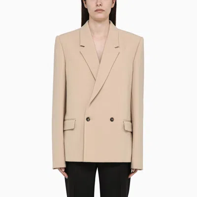 Wardrobe.nyc Beige Double-breasted Jacket In In Brown
