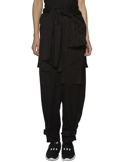 Yohji Yamamoto Gabardine High Waist Trousers In Black