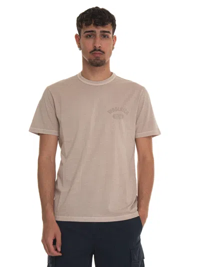 Woolrich Logo-print Cotton T-shirt In Neutrals
