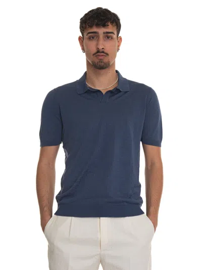 Gran Sasso Jersey Polo Shirt In Denim