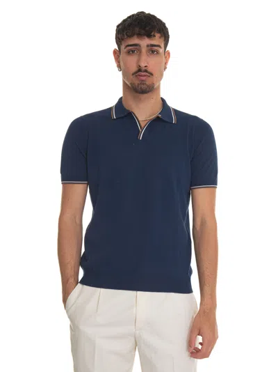 Gran Sasso Jersey Polo Shirt In Medium Blue