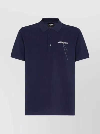 Fendi Polo Shirt In Blue