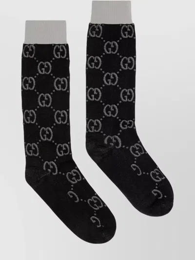Gucci Interlocking G Jacquard Socks In Black