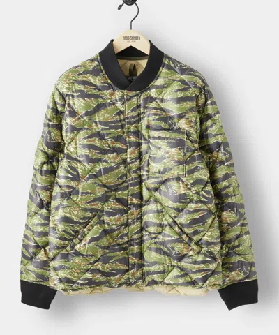 Pre-owned Todd Snyder Japanese Quilted Down Snap Bomber Jacket Tiger Camo - $428 In Multicolor