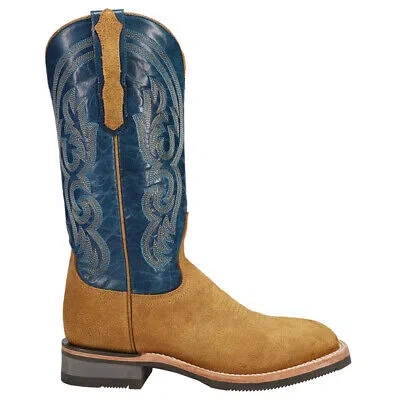 Pre-owned Lucchese Ruth Round Toe Cowboy Womens Blue, Brown Casual Boots M3703-wf