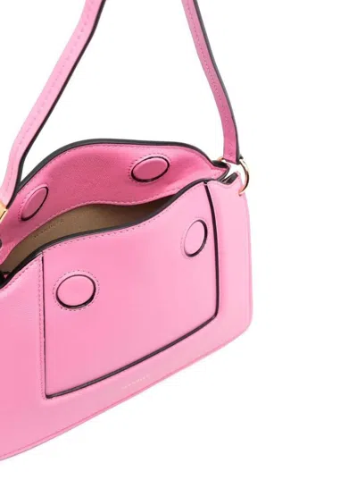 Wandler 'micro Penelope' Pink Shoulder Bag With Logo Print In Leather Woman