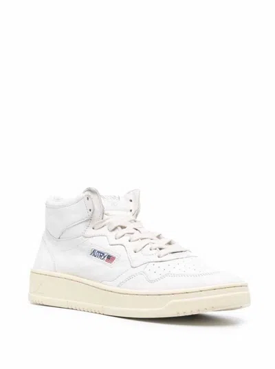 Autry Hig Top White Leather Sneakers With Logo   Man