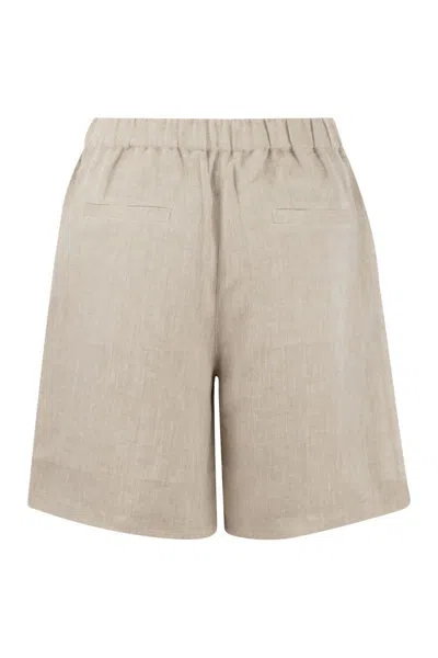 Brunello Cucinelli Linen Shorts In Natural