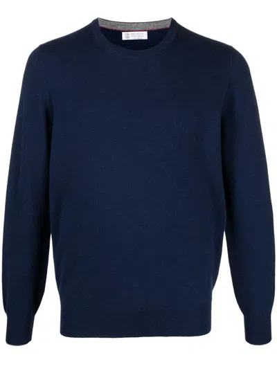 Brunello Cucinelli Ribbed Sweater In Blue