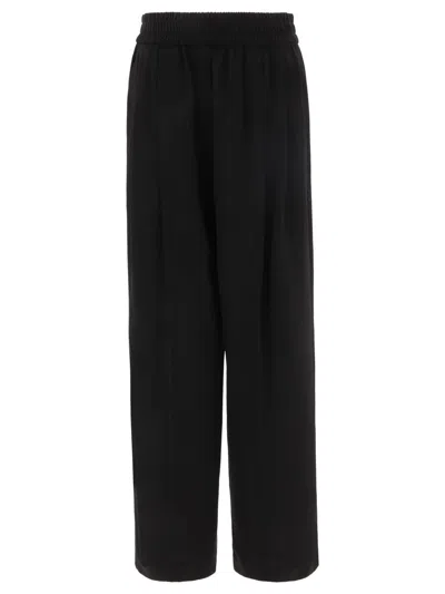 Brunello Cucinelli Wide Trousers With Elasticated Waist In Black
