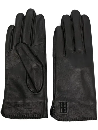 By Malene Birger Ginny Logo-embroidered Leather Gloves In Black