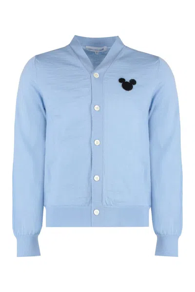 Comme Des Garçons Shirt X Disney - Intarsia Cardigan In Blue