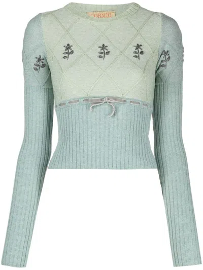 Cormio Oma Floral Embroidered Knitted Jumper In Multi-colored