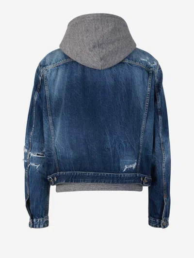 Dsquared2 Layered-hood Denim Jacket In Navy Blue