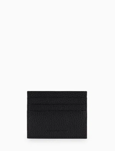 Emporio Armani Leather Card Case And Key Holder Set In Black