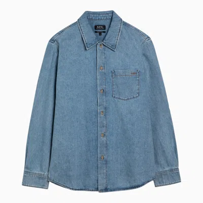 Apc A.p.c. Denim Shirt With Embroidery In Light Blue