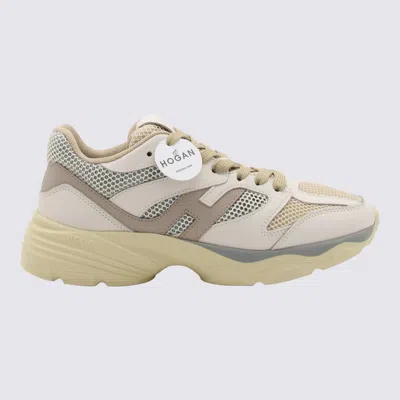 Hogan Beige Leather H665 Sneakers In White