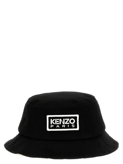 Kenzo Tag Bucket Hat In White/black