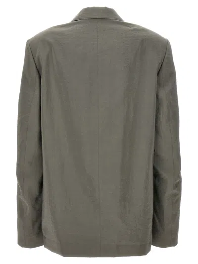Lemaire Double-breasted Blazer In Gris