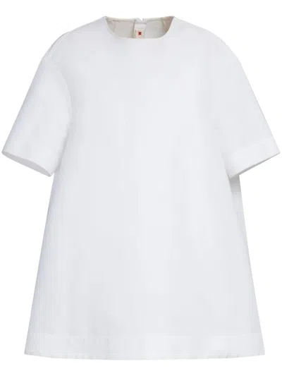Marni Short Dress With Short Sleeves In White