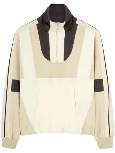 Palm Angels Color-block Half-zip Jacket In Black