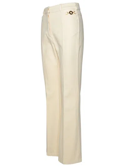 Patou Ivory Cotton Flare Jeans In Avorio