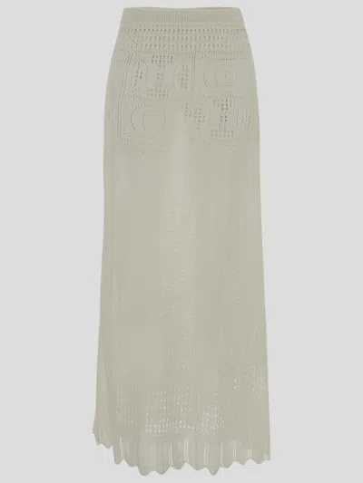 Semicouture Lace Stitch Skirt In Ivory