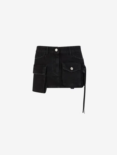 Attico The  Mini Denim Skirt In Black