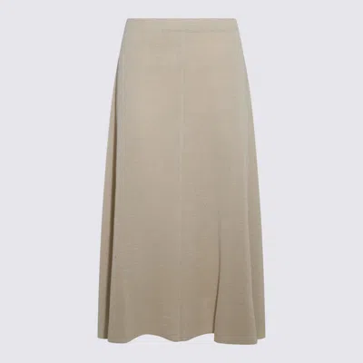 The Row Beige Linen Skirt In Off-white