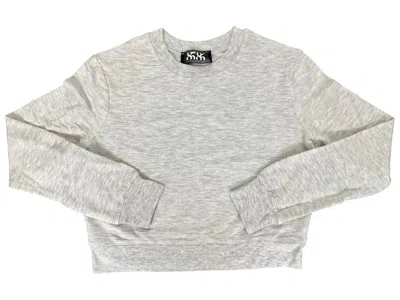8586 Women's Lounge Long Sleeve Crop Sweatshirt In Heather Grey In Gray