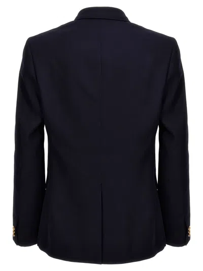 Versace Double-breasted Wool Blazer In Blue