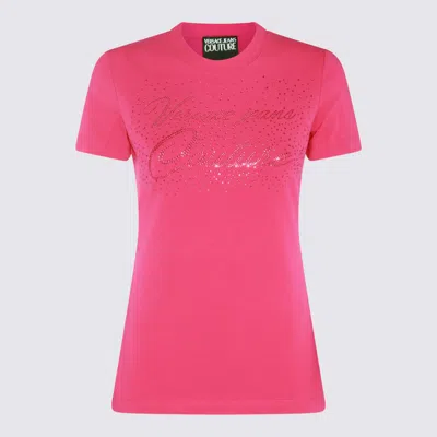 Versace Jeans Couture Pink Cotton Blend T-shirt In Hot Pink