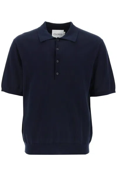 Closed Soft Fine Knit Polo Shirt In Blu