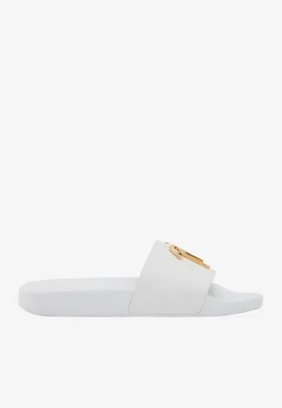 Giuseppe Zanotti Brett Leather Flat Sandals In White