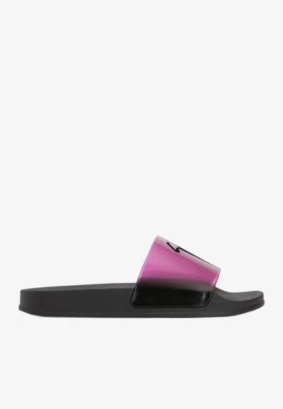 Giuseppe Zanotti Brett Vinyl Slider Sandals In Purple