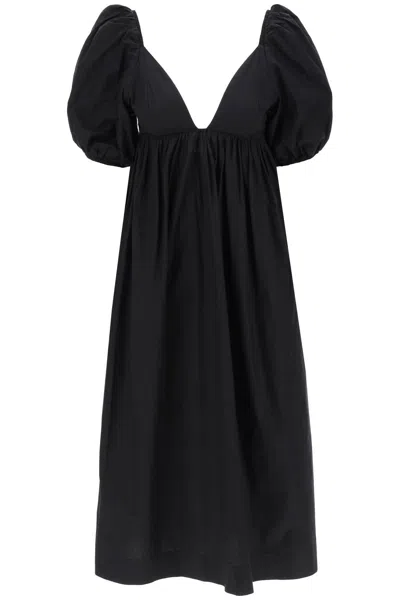 Ganni Maxi Cotton Poplin Dress In In Black
