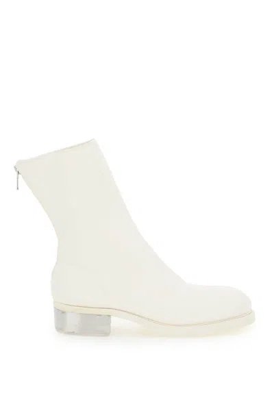 Guidi Leather Ankle Boots In White