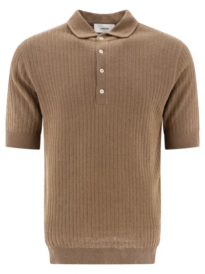 Lardini Ribbed Polo Shirt In Brown
