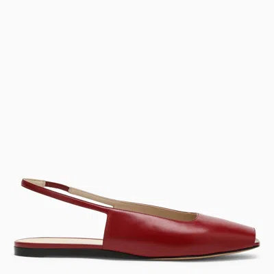 Le Monde Beryl Low Red Leather Sandal In White
