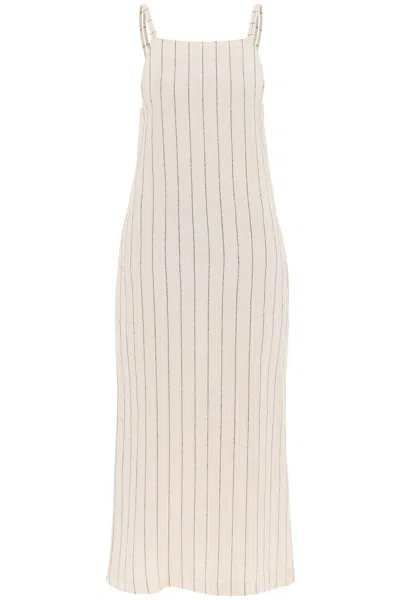 Loulou Studio "striped Sleeveless Dress Et In White,neutro