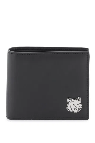 Maison Kitsuné Fox Head Bi-fold Wallet In Black