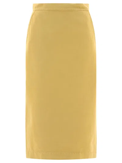 Max Mara Straight Gabardine Skirt Clothing In Yellow & Orange