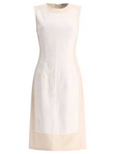 Max Mara Sportmax "yang" Double-colour Sleeveless Dress In White
