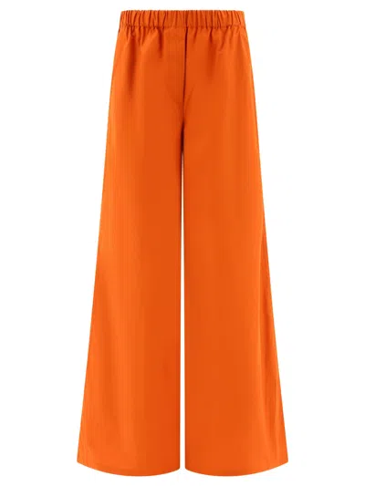 Max Mara Wide Poplin Trousers In Orange