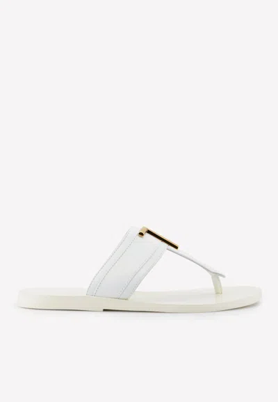 Tom Ford Calfskin Tf Thong Sandals In White