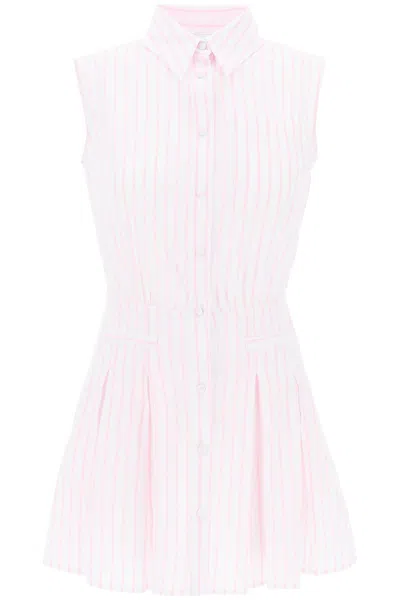 Mvp Wardrobe Striped Mini Chemisier Dress In Pink