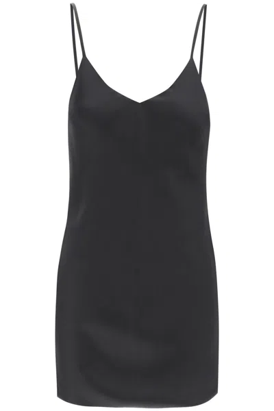 Norma Kamali Bias-cut Crêpe Satin Slip Dress In Black