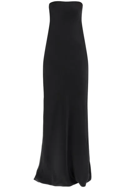 Norma Kamali Long Satin Crepe Dress In Black