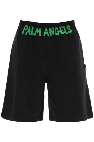 Palm Angels Sporty Bermuda Shorts With Logo In Nero