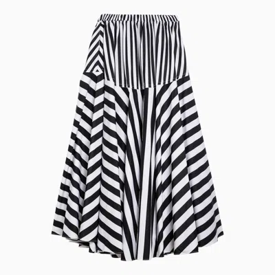 Patou White/black Striped Cotton Skirt In Blue